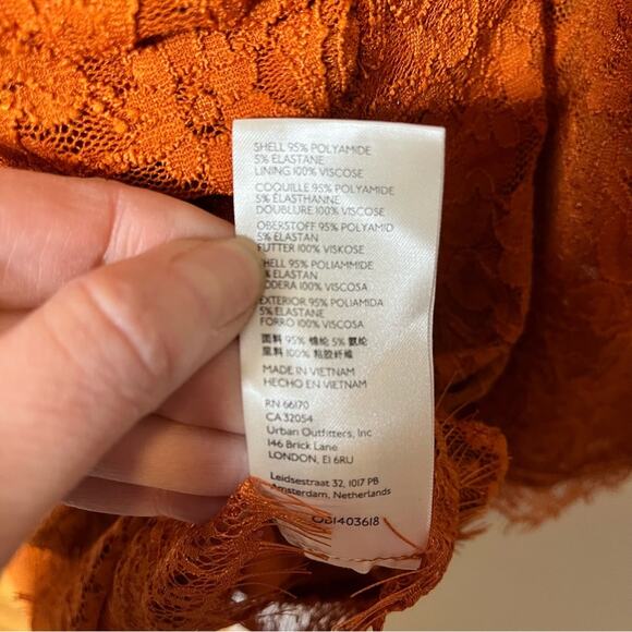 NWT FREE PEOPLE bohemian Pearl Lace Faux Wrap Spanish Chestnut Brown Sz Small - Picture 8 of 9